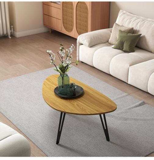 Modern Oval Coffee Table Oak Simple Center Table  Scandinavian