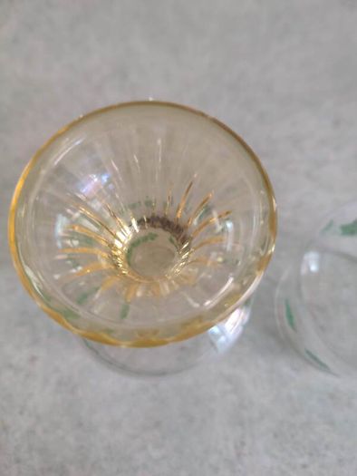 SET OF 2 Vintage German Schott Zwiesel Crystal Animal Wildlife Hunting Etched Frosted Set Amber Cordial Liqueur Wine Glasses Roemer Rhine Beehive
