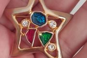 A gold star-shaped brooch.