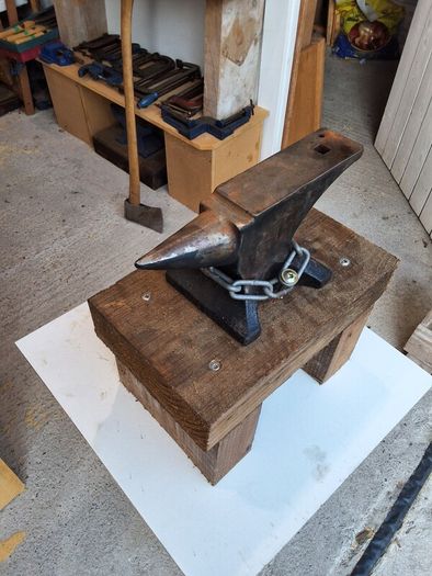 anvil on timber stand