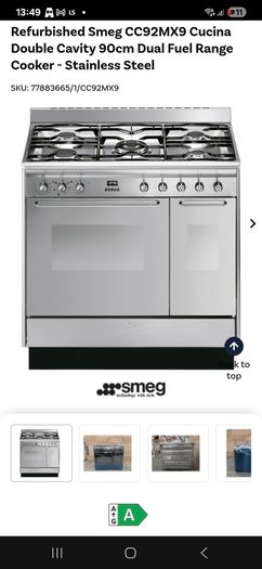 Smeg CC92MX9 Cucina Double Cavity 90cm Dual Fuel Range Cooker - Stainless Steel
