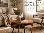 Round Sheesham Solid Wood Coffee Table 60 cm with Open Shelf