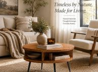 main image for ad Round Sheesham Solid Wood Coffee Table 60 cm with Open Shelf