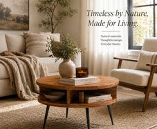 Round Sheesham Solid Wood Coffee Table 60 cm with Open Shelf