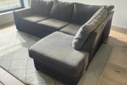 Grey corduroy corner sofa set