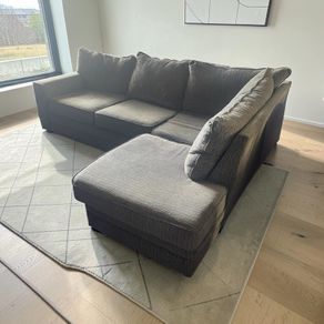 Grey corduroy corner sofa set