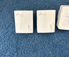 white TP-Link AV1000 Gigabit Powerline Adapters (model TL-PA7017 KIT)