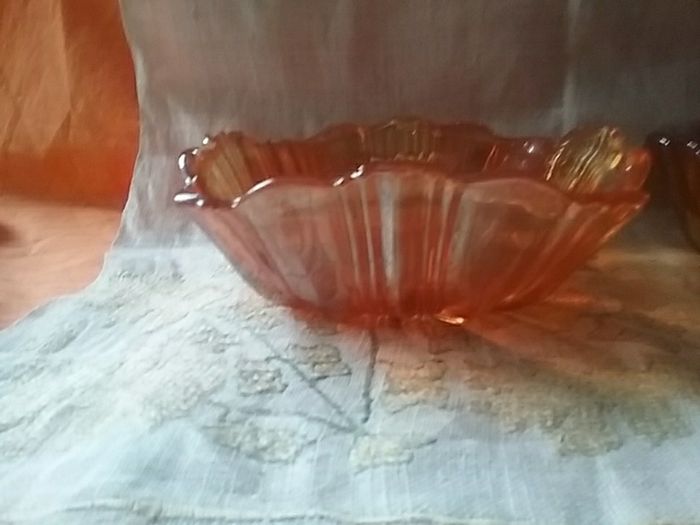 Two Good Square Carnival Glass Serving Dishes