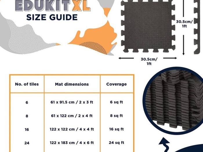 Gym Foam Mat; 24 Pieces; 30.5 x 30.5cm; Black; Non-Slip Interlocking Puzzle Floor Tiles for Home, Exercising, Garage (FREE POSTAGE)
