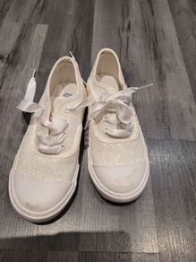 Girls White Communion Sparkle runners