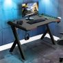 Gaming Desk PC Computer Gamer Desk Ergonomic Workstation with RGB LED Lights Headphone Hook Cup Holder for Home Offices Image 2