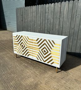 Solid wood sideboard with brass detail