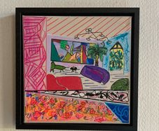Framed Original Abstract Painting Miami style Interiors Art   Original Art Gift