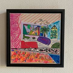 Framed Original Abstract Painting Miami style Interiors Art   Original Art Gift