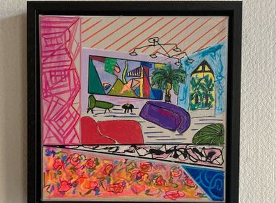 Framed Original Abstract Painting Miami style Interiors Art   Original Art Gift