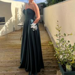 GINO CERRUTI Puro Strapless Dress with pockets in Hunter Green Sz S (Fit 8-10UK)  - Rrp 420 (New)