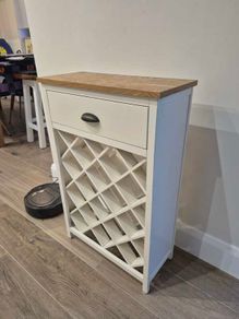 Cream and pine wine rack with drawer