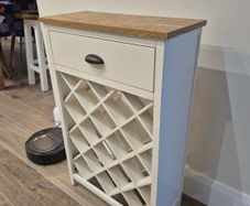 Cream and pine wine rack with drawer