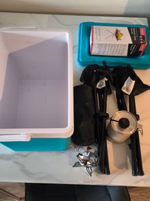 Camping Set - EDA Cooler Box + Portable Fire Pit + Gas Stove + Pot