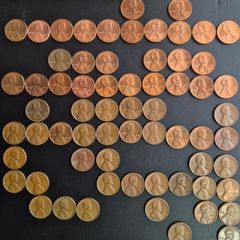 United States one-cent coins from 1942 to 2004.