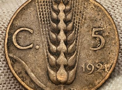 Italy 1921 5 Centimes Coin