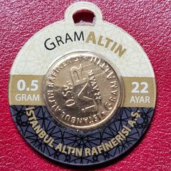 Turkey 0.5 Gram 22 K Gold Disc In Assay Disc Rare Piece