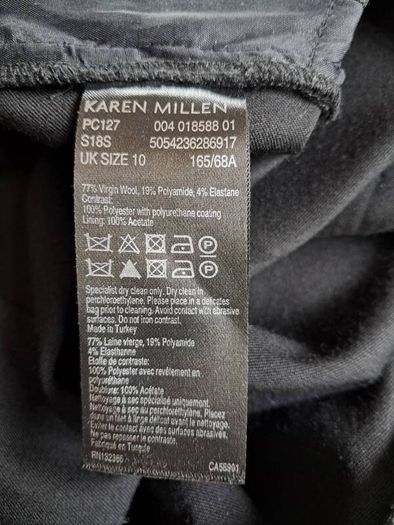 Karen Millen wool/leather trim high-waist Trousers