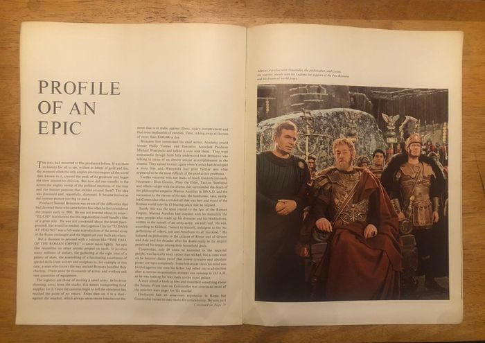 The Fall of the Roman Empire 1964 Souvenir Film Programme