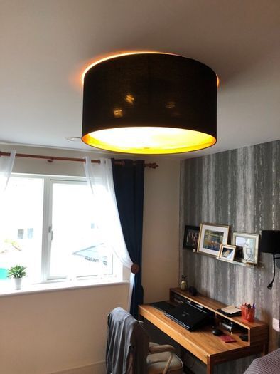 Contemporary Chic Black & Gold pendant. Italy.