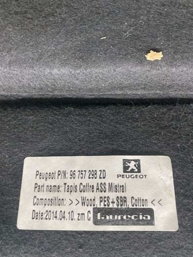 2014 Peugeot 208 Boot liner carpet mat liner
