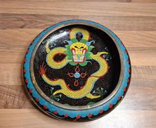 Chinese Cloisonne Low Bowl with Dragon Motif
