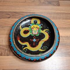 Chinese Cloisonne Low Bowl with Dragon Motif
