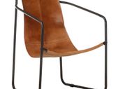 Relaxing Armchair Brown Real Leather