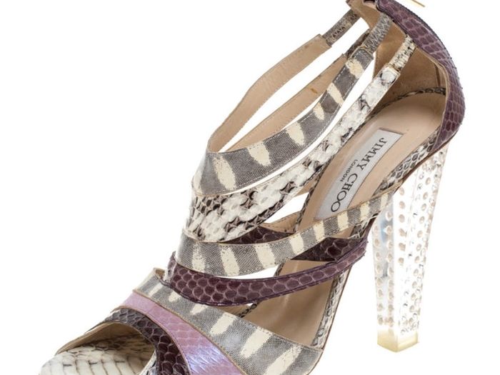 Jimmy Choo Cyndi Rhinestone Lucite Sandals - Sz 39.5