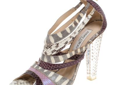 Jimmy Choo Cyndi Rhinestone Lucite Sandals - Sz 39.5