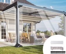Transparent Tarpaulin, 420 g m Pvc Clear Tarpaulin Waterproof Heavy Duty Clear Pvc Tarp With Eyelets Gazebo Side Panels Tear With Cable Ties, Elastic Ropes, Ties 4 by 4m