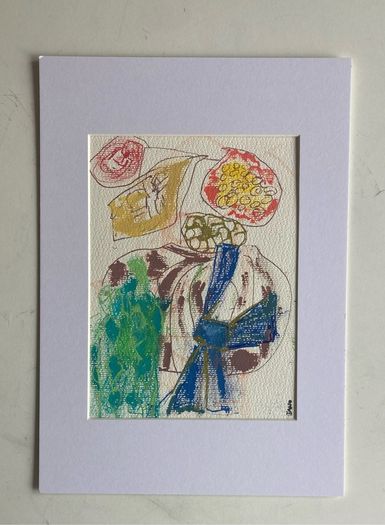 Original art Floral Art Retro Drawing contemporary Irish Art abstract painting