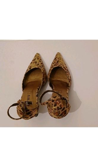 Jinrei Gold Leopard Print Pointed Toe Ankle Strap Heels EU36 UK3 New Boxed  CAN POST