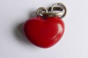 Genuine Links of London Sterling Silver Red Enamel Heart Charm
