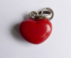 Genuine Links of London Sterling Silver Red Enamel Heart Charm