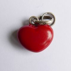 Genuine Links of London Sterling Silver Red Enamel Heart Charm