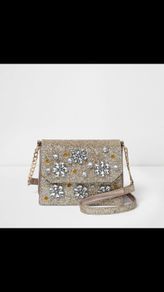Brand new river island gold glitter should bag