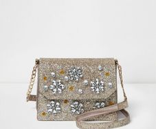 Brand new river island gold glitter should bag