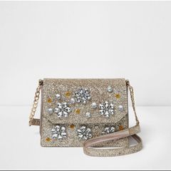 Brand new river island gold glitter should bag
