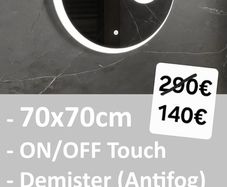 LED Bathroom Mirror Antifog 70cm Demister Makeup Round