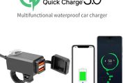 Motorcycle Vehicle-Mounted Charger Waterproof USB Adapter 12V Phone Dual USB Port Quick Charge 3.0 With Switch Moto Accessory
