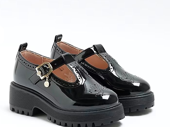 River Island Girls black mary jane heeled shoes UK5