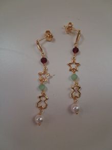 Silver long bear earrings