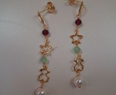 Silver long bear earrings