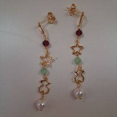 Silver long bear earrings